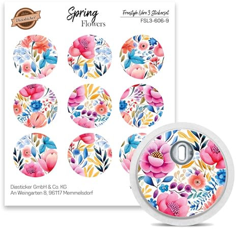 FreeStyle Libre 3 Sensor Sticker - 9er Set Spring Flowers - Aufkleber für Sensoren | Diasticker®