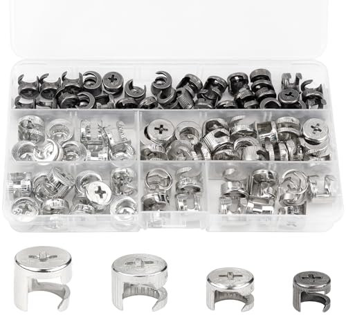 Erzekrim 80 Stück Exzenter Möbelverbinder Nockenmuttern Kohlenstoffstahl Möbelverbinder Schrankverbinder Befestigungselement Verbindungsverschluss Kontermutter für Möbel, Schubladen, Schränke