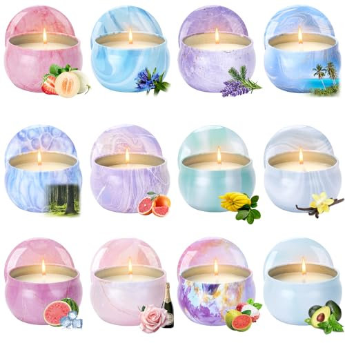 Duftkerzen, 12 Stück, 75 ml, 240 Stunden Kerzen, Geschenke für Frauen, Sojawachskerzen, Geschenke für Muttertag, Geburtstag, Jahrestag, Party, Yoga, Weihnachten