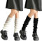 2 Pairs Leg Warmers,Leg Warmers Ladies,Black Knitted Skating Girls Coquette Style Thick Pairs Long Socks Chunky,White Knitted Winter Ankle Knee Japanese Fuzzy Plus Size Style for Ladies Accessories