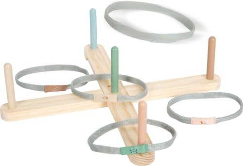 small Foot Ringwurfspiel „Garden Buddies“ aus Holz, Spielset mit niedlichen Tiermotiven, 5 Zielstäbe und Wurfringe, für Kinder ab 3 Jahren, 12647
