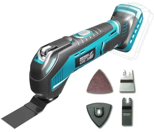 DEDRA Akku-Multifunktionswerkzeug, Multitool, 18 V, SAS+ALL im Karton ohne Akku und Ladegerät, mit 4 Zubehör, Multifunktionstool zum Schneiden Schleifen, 11.000 bis 21.000 min-1