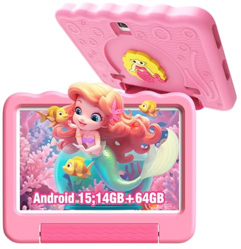 Kids Tablet 10'' Android 15 Tablet for Kids 14(6+8)GB 64GB Octa-Core CPU, Toddler Tablets with Lots of Offline Content Parental Control, Tablets for Toddlers with Case Youtube WiFi 6 2MP 5MP Camera