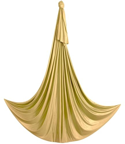 HEJIGOOD Stretch Aerial Yoga Hammock 280cm Wide x 100cm Long Seamless Nylon Swing Load 1984lb for Home Studio (Gold)