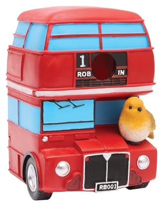 Coopers of Stortford - London Bus Bird House for Garden Birds - Weatherproof Polyresin Nesting Box with 2.9cm Entrance Hole - Fun Outdoor Décor