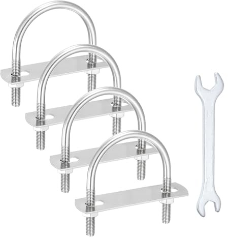 QUARKZMAN 4 Piezas Pernos U M6 1.77(45mm) Ancho Interior 2.44(62mm) | Longitud, Pernos U Con Tuercas Arandelas De Placa Y Llave, 304 Acero Inoxidable, Curva Redonda, Para Ejes Velero