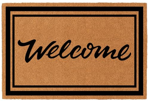Nialnant Coco Coir Door Mat Outside Entrance, Welcome Mats for Front Door with Heavy Duty Backing, Non Slip Doormat Indoor Entrance (16 x 24)