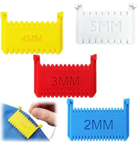 Pyralidsg 4 Piezas Plantilla Costura, 2, 3, 4, 5MM Reglas de Costura, Portátil Clip-On Reglas de Dedo de Costuras, para Puntadas Uniformes Plantilla Ayuda Acolchado Manualidades DIY