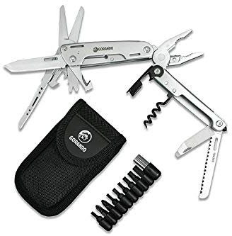 GORANDO® 16-in-1 Multitool Taschen-Messer | Multifunktions-Edelstahl-Werkzeug | extrem robust & mit extra großer Schere | ideal für Outdoor & Camping
