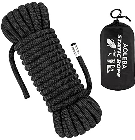 AOLEBA 10.5 mm Static Climbing Rope 10M(32ft) 20M(64ft) 30M(96ft) 50M(160ft) 70M(230ft) Outdoor Rock Climbing Ropes, Escape Rope Ice Climbing Equipment Fire Rescue Parachute Rope