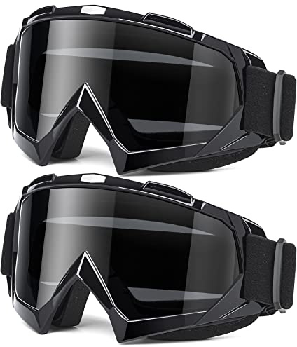 EasYoung Motorcycle Goggles 2 Pack, ATV Dirt Bike Goggles, Off Road Racing and Riding Motorbike Goggles for Men Women Youth, Windproof Eyewear Adult’s Cycling Motocross Goggles