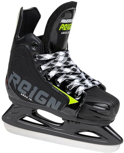 Powerslide Ares Junior en Noir - Patins à Glace pour Enfants, Taille réglable - Tailles 36-39 - Patinage sur Glace, Hockey sur Glace