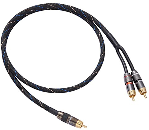 JORZOR Audiophile RCA to 2RCA Subwoofer Cable - 2M (6.6FT) Oxygen-Free Copper, Nylon Braided Jacket RCA Y-Adapter