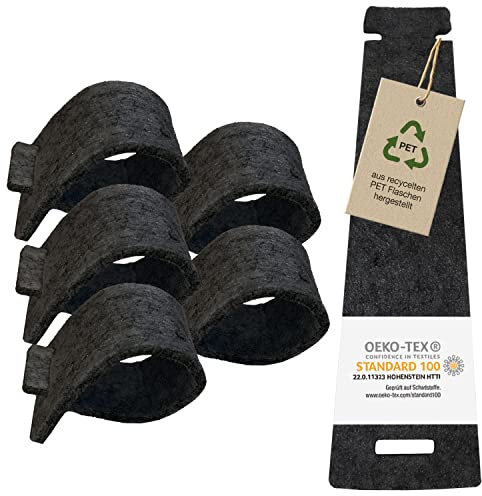 MIQIO® Design Serviettenringe aus Filz | 6 Serviettenringe aus Filz abwaschbar | Dicke von 3mm | 100% Polyester | waschbar bis 30 Grad im Wollwaschgang | dunkelgrau anthrazit