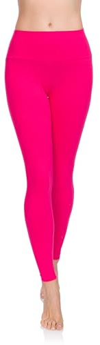 SOFTSAIL Leggings 95% Coton Leggings pour Femmes Taille Haute Longueur Totale Contrôle du Ventre Legging Pantalons Extensibles Temps Libre Relaxation Marche Rose 36