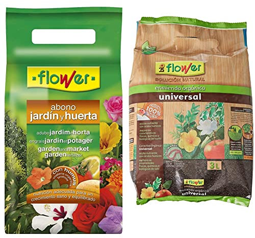 Flower Abono Huerta y Jardín, 2 kg & Bio Humus de Lombriz, 3 l