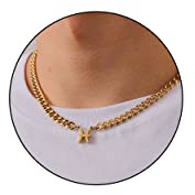 GLITTO Pisces Zodiac Sign Necklace for Men Boys Stainless Steel Pisces Pendant Cuban Link Chain, Constellation Horoscope Astrology Jewelry Birthday Male Teenage Gifts (Gold)