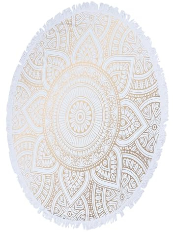 Cabilock Serviette De Plage Mandala Ronde en Microfibre Douce, Séchage Rapide, Décoration Intérieure, Tapis De Yoga, Couverture Multifonctions pour Plage Et Pique-niques