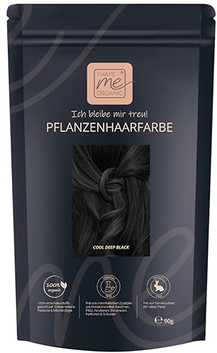 Thats me Organic® Profi Pflanzenhaarfarbe Nachfüllpack (cool deep black) – Bio Haarfarbe ohne Chemie – Ideale Haarfarbe auch während der Schwangerschaft und Stillzeit