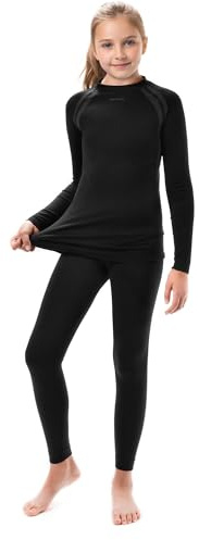 meteor Conjunto Ropa Interior Térmica para Niños - Camiseta de Manga Larga y Pantalón - Set Infantil Elástico para Esquí Snowboard Acampada y Senderismo para Niño y Niña