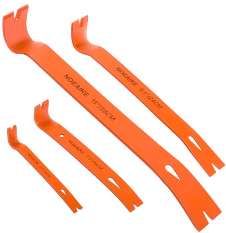 NOEAIKE Brecheisen mit Nagelabzieher, flach, 14 cm/19,1 cm/24,1 cm/38,1 cm, Brecheisen mit Nagelabzieher, robuste Krallenstange, Mini-Hebeleisen, Hartstahl, Brecheisen für Heimwerker und