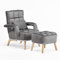 TUKAILAi Fauteuil Relaxant Velours avec Repose-Pieds et Oreiller, Fauteuil Salon Allongée Réglable 180°Confortable, Chaise Longue Rembourrée Scandinave Lecture Cadre en Bois 92*80*74cm (Gris Fonce)