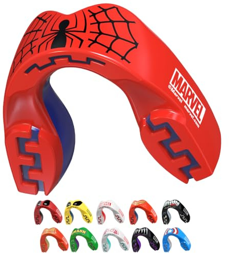 Marvel Spider-Man Paradenti Sportivo Adulti e Bambini Contatto Completo per Tutti Gli Sport, tra Cui Rugby, MMA, Hockey, Judo Arti Marziali e Boxe