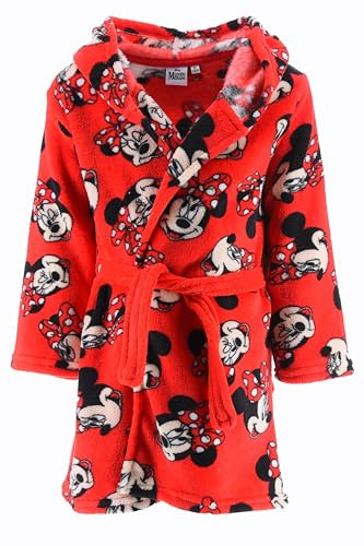 Disney Minnie Mouse Bata para Niñas, Bata de Casa Suave, Batin de Estar por Casa Infantil, Batin de Casa, Regalo para Niñas, Talla 3 Años | Rojo