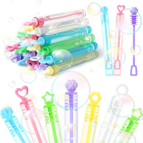 SULOLI 24 Piezas Mini Pompas de Jabón,Burbuja Varita de Burbujas para Cumpleaños Infantiles, Bodas, Halloween,Exteriores Juguetes para Niños (6 Colores