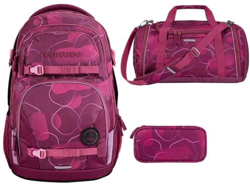 Southbag coocazoo Porter Schulrucksack-Set 3tlg inkl. Sporttasche und Schlamperbox (Berry Bubbles)