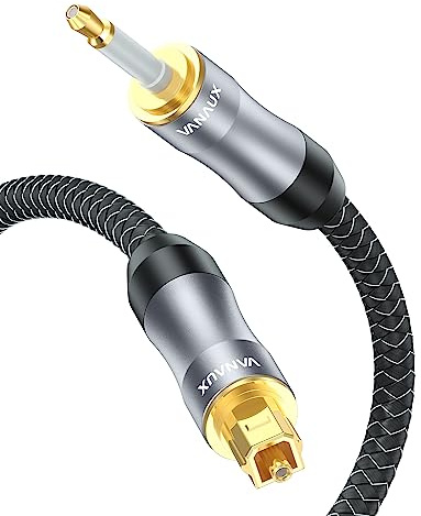 VANAUX Toslink to Mini Toslink Digital Optical Cable,S/PDIF Fiber Optic Audio Cable,24K Gold Plated for TV,Soundbars,Stereo Systems【Not A 3.5mm Auxiliary Plug】(3ft/1m)