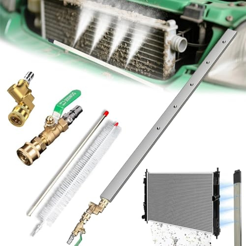 24-47” Radiator Cleaning Wand, Cordless Pressure Washer, 4500 Psi Slim Fan Spray Nozzle, 180° Swivel Quick Connector for Vehicle for Automotive Radiators, Condensers, Hvac (31.5” with Accessories)