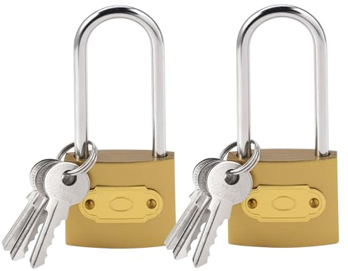 2 Piezas Candados Misma Llave, 38mm Candado con Llave, Candados con Arco Largo, Candado Pequeño de Seguridad para Taquillas, Armarios, Equipaje, Puertas, Ventanas, Garaje, Bicicletas