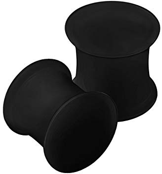 BanaVega Silicone Black Double Flared Tunnel Saddle Earring Ear Stretcher Gauge Plug Lobe Earring Piercing Jewelry See More Sizes, Silicone, N/A