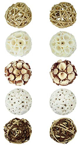 Blue Donuts Decorative Balls for Bowls – Decorative Balls for Centerpiece Bowl Fillers, Assorted Rattan Wicker Balls Orb Grapevine Ball, Vase Fillers Pack of 10