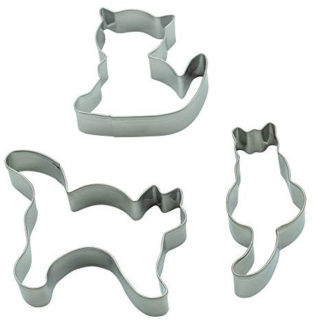 BekkiB 3er Set Katzen Ausstecher Ausstechform Halloween Tier Mieze Kätzchen Katze Fondant