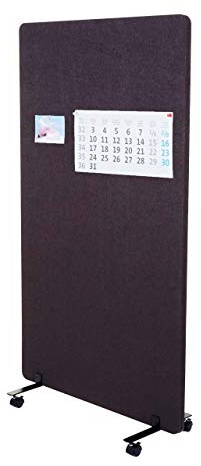 Akustik-Trennwand HWC-G77, Büro-Sichtschutz Raumteiler Pinnwand, doppelwandig rollbar Stoff/Textil - 147x80cm braun-grau