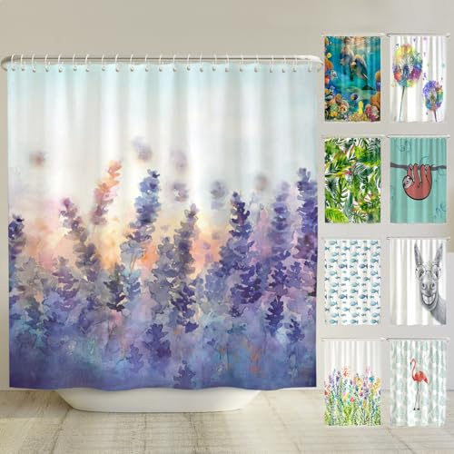 arteneur® - Lavendel - Anti-Schimmel Duschvorhang 240x200 - Recycelt mit Öko-Tex Standard 100 - Beschwerter Saum, Blickdicht, Wasserdicht, Waschbar, 16 Ringe & E-Book