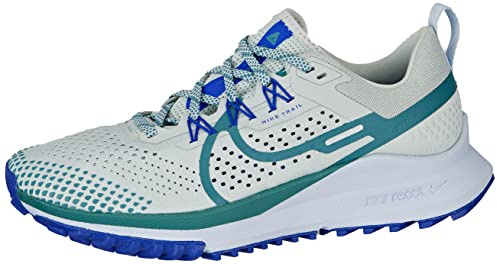 NIKE DJ6158-005 React Pegasus Trail 4 Sneaker Male Light Silver/Mineral Teal-Racer Blue UK 9