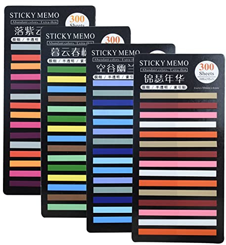 1200 Stück Haftnotizen Tabs Lang, Kleine Textmarkerstreifen Seiten Tabs Index Haftstreifen Pagemarker Highlighter Stripes Seitenmarkierer Transparent Sticky Notes Für Büro Schule Zuhause