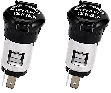 VOANZO 2 STÜCKE Zigarettenanzünder Wasserdicht Marine Grade ATV RV 12V/24V DC Zigarettenanzünder Stecker Steckdose für Boot Motorrad Auto 120-250W