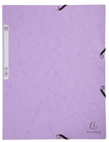 Exacompta - Ref. 55535E - Förpackning med 5 elastiska mappar - fickor med 3 flikar - i glansigt kartongpapper 400 g/m2 Aquarel - mått 24 x 32 cm för dokument i A4-format - färg lila
