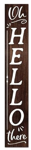 Panneau de bienvenue pour porte d'entrée, Oh,Hello There, grand format vertical en bois pour extérieur et intérieur 【Combinaison de trois pièces】, panneau de bienvenue extérieur