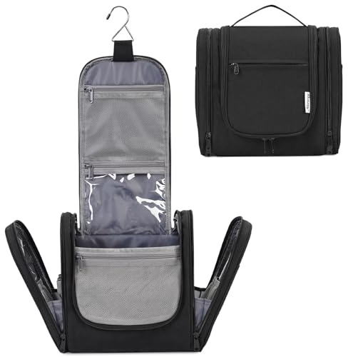 Narwey Toalett Väskor Reselåda Stor Hängande Necessär Smink Organisatör Toalett Kit Sminkväska Män Kvinnor, A-svart, 28x26x13 cm, necessär
