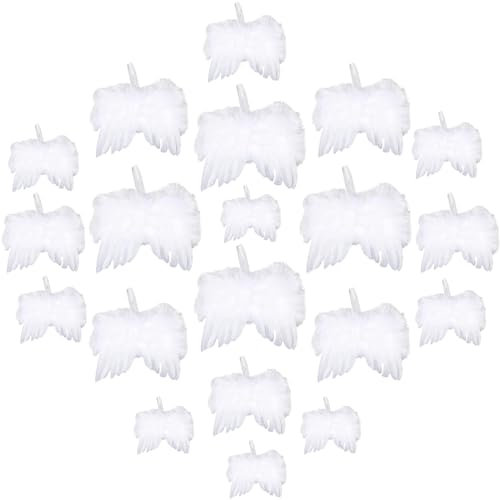 BDSHUNBF 20 Noël Décorations Blancs, Sapin Blanc Plumes, Ailes d’Anges en Plumes, Pendentifs pour Noël