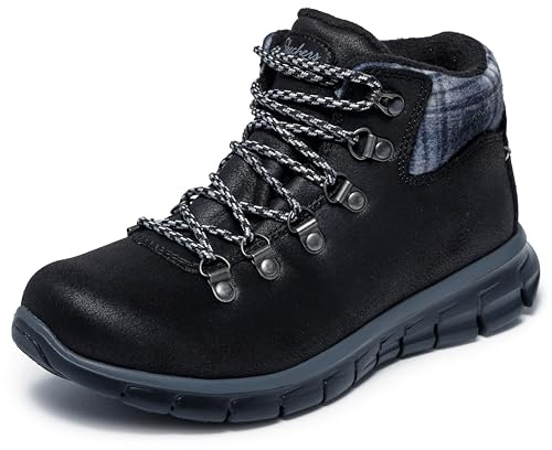 Skechers Women's SYNERGY - PLAID MOOD sneaker hiker boot, Black, 8 M