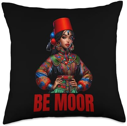 Moor Moorish American Moroccan Red Hat Moslem Moorish Girl Throw Pillow
