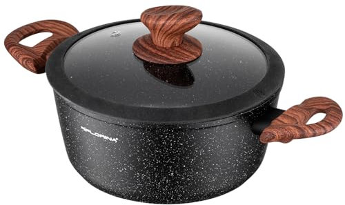 FLORINA MASTER BLACK Casseruola in alluminio 28 cm 6,5L | Rivestimento antiaderente | Per tutti i tipi di piano cottura, compresa l'induzione | Manici ergonomici soft-touch