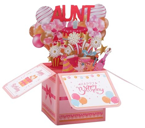 Grattis På Födelsedagen Moster Pop Up-Kort, Roligt Grattis På Födelsedagen Moster Pop Up-Kort med Kuvert Från Brorsdottern Delikat Födelsedagspresentidé Till Moster