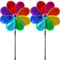 2er Set Windspiel Windrad Garten - 30cm Regenbogen Glitzer Windmühlen Wetterfeste Gartenstecker für Rasen/Balkon/Terrasse, Rostfreie Windräder für Kinder & Erwachsene 4 Farben